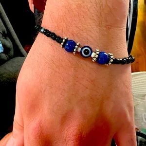 Lava beads  & evil eye bracelet& blue 3rd eye stones